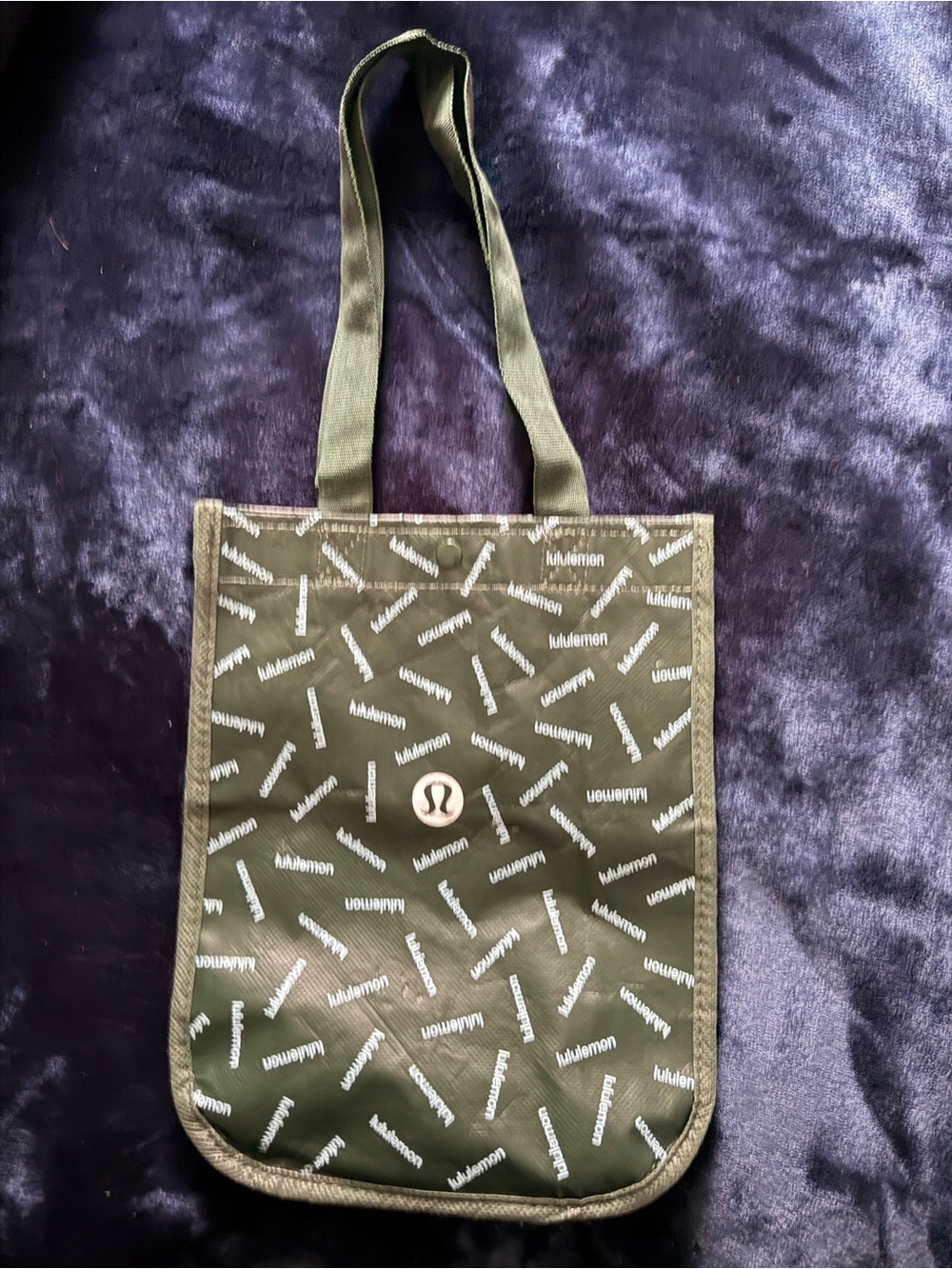lululemon olive green reusable logo tote